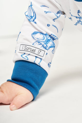 David & Goliath Blue PJ Footed Onesie CottonOnesieHoly PalsSize: 00-03M