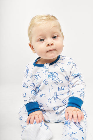 David & Goliath Blue PJ Footed Onesie CottonOnesieHoly PalsSize: 00-03M