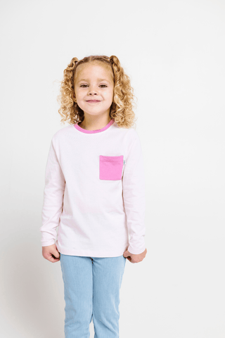 Pink Prayer Pocket Cotton Long Sleeve T-Shirt T-Shirt Holy Pals Size: 02