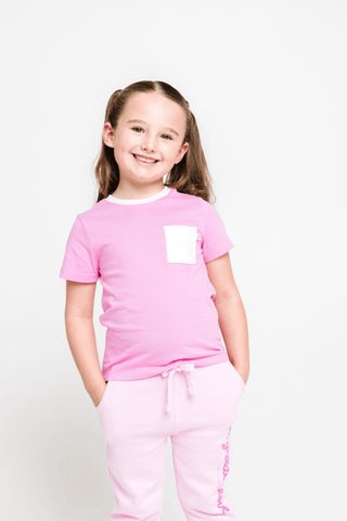 Pink Prayer Pocket Cotton Short Sleeve T-Shirt T-Shirt Holy Pals Size: 02