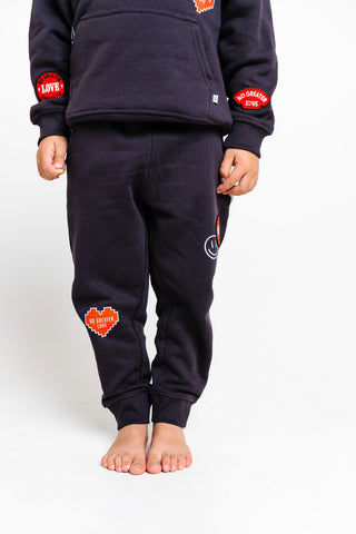No Greater Love Vintage Washed Black Cotton Fleece Jogger Jogger Holy Pals Size: 02