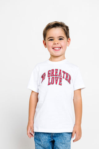 No Greater Love White Cotton Short Sleeve T-Shirt T-Shirt Holy Pals Size: 02