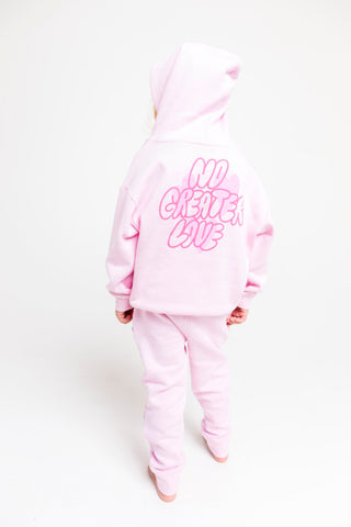 No Greater Love Pink Cotton Fleece Hoodie Sweater Holy Pals Size: 02