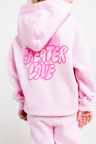 No Greater Love Pink Cotton Fleece Hoodie Sweater Holy Pals Size: 02
