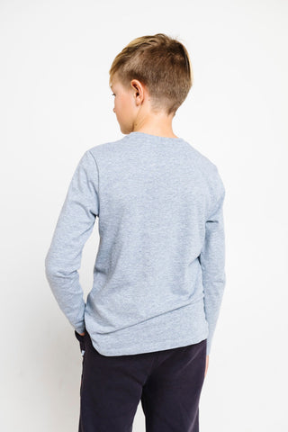 Heather Gray Prayer Cotton Pocket Long Sleeve T-Shirt T-Shirt Holy Pals Size: 02