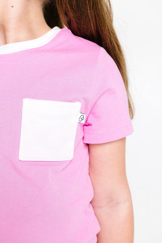 Pink Prayer Pocket Cotton Short Sleeve T-Shirt T-Shirt Holy Pals Size: 02