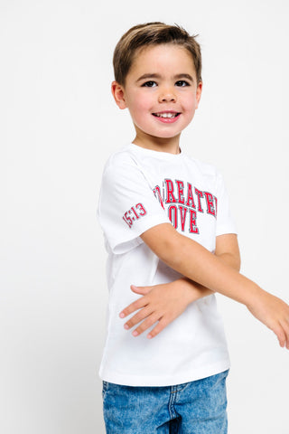 No Greater Love White Cotton Short Sleeve T-Shirt T-Shirt Holy Pals Size: 02