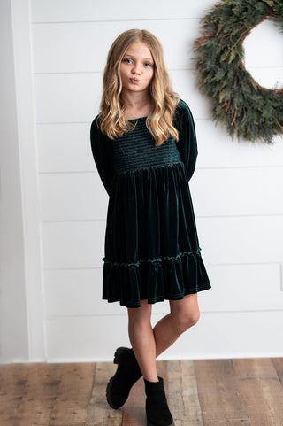Dark Green Velvet Dress Dresses Oopsie Daisy Size: 2