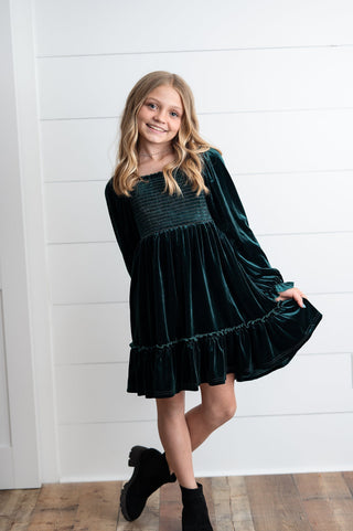 Dark Green Velvet Dress Dresses Oopsie Daisy Size: 2