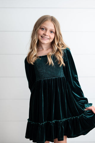 Dark Green Velvet Dress Dresses Oopsie Daisy Size: 2