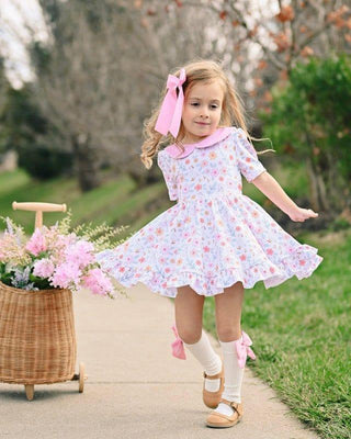 Girl's Short Sleeve Vintage Twirl Dress - Spring Meadow (Floral) Baby & Toddler Dresses