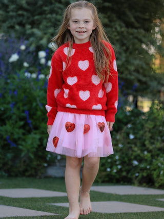 Valentine's Day Girls Pullover Sweater Top Rylee Faith Designs Size: 2