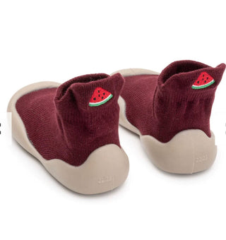 Organic Cotton Barefoot Sock Shoes – Play-Proof Comfort| Fruity Gripper Sock Shoes ozznekshoes Size: 6 - 12 Months Color: maroon