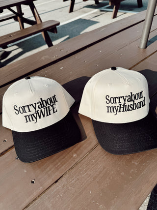 Sorry about my Husband / Wife Vintage Trucker Hat Hat KenzKustomz Style: Husband- Cheetah Color: Cheetah