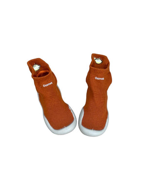Organic Cotton Barefoot Sock Shoes – Play-Proof Comfort| Fruity Gripper Sock Shoes ozznekshoes Size: 6 - 12 Months Color: Rust