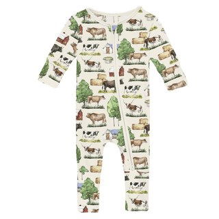 Bamboo Convertible Coverall - Natural Grazing Cows KicKee Pants Size: 9-12 Months