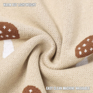 Luxury Knit Mushroom Swaddle Baby Blanket Bleu La La Color: Mushroom - Blue