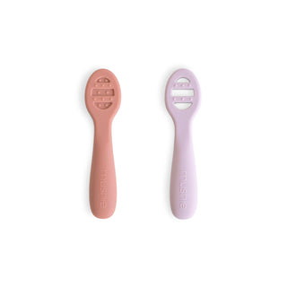 First Feeding Baby Spoons 2-Packsilicone tablewareMushieColor: Rose/Soft Lilac