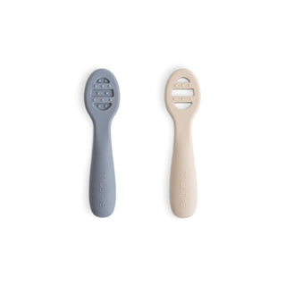 First Feeding Baby Spoons 2-Packsilicone tablewareMushieColor: Tradewinds/Shifting Sand