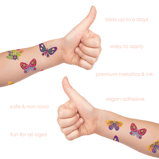 Butterflies & Blossoms Variety Temporary Tattoos Set Party Tats Flash Tattoos