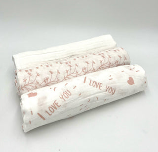 Swaddle Muslin Blankets - IN THE MEADOW, Set of 3, Girl Newborn Gift HeyPeacock