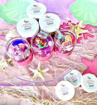 Custom Mermaid Play Dough Favors for Birthday Party Goodie Bags Sensory Activity Bin Playful Little Minds Select Your Desired Quantity: 8 I would like: Generic Birthday Label That Matches Theme