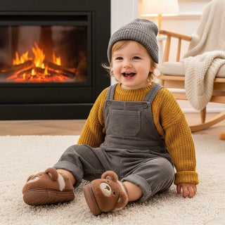 Kids Fuzzy Slippers | Bear & Bunny Animal House Shoes Slippers ozznekshoes Shoe size: 6.5-7.5 Color: Brown Bear