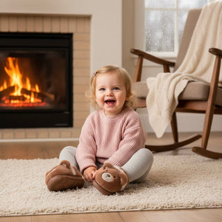 Kids Fuzzy Slippers | Bear & Bunny Animal House Shoes Slippers ozznekshoes Shoe size: 6.5-7.5 Color: Brown Bear