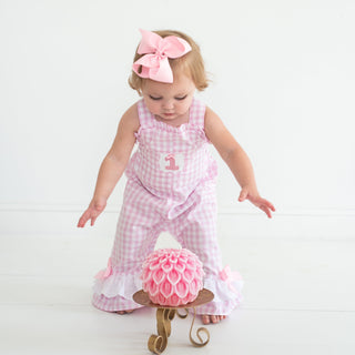 Girls Smocked First Birthday Longall Girl Bubble Seven Lantern Lane Size: 12M