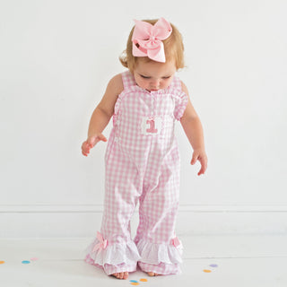 Girls Smocked First Birthday Longall Girl Bubble Seven Lantern Lane Size: 12M