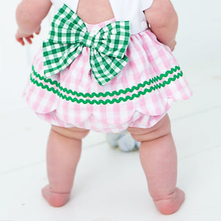 First Birthday Golf Bubble for Girls - Reversible Pink Gingham Skirted Bubble Outfit Baby One-Pieces Seven Lantern Lane Size: 12M
