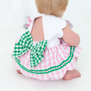 First Birthday Golf Bubble for Girls - Reversible Pink Gingham Skirted Bubble Outfit Baby One-Pieces Seven Lantern Lane Size: 12M