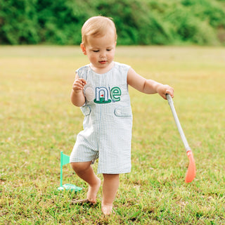 Baby Boy First Birthday Golf Outfit | Hole-In-One Jon Jon Baby One-Pieces Seven Lantern Lane Size: 12M