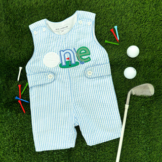 Baby Boy First Birthday Golf Outfit | Hole-In-One Jon Jon Baby One-Pieces Seven Lantern Lane Size: 12M