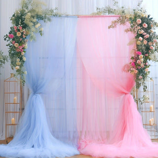 Baby Riddle Gender Reveal Backdrop Curtains - Blue & Pink | Baby Riddle