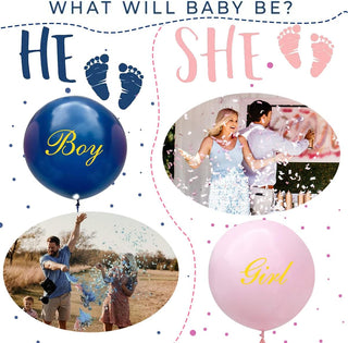 Gender Reveal Party Decorations - Boy or Girl Banner & Balloons Baby Riddle