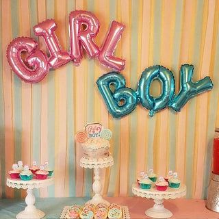 Baby Riddle Gender Reveal Boy & Girl Letter Foil Balloons | Baby Riddle