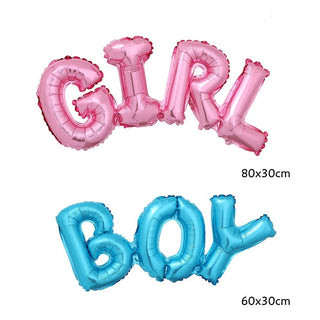 Gender Reveal Curtains & Letter Foil Balloons Set Party Supplies Baby Riddle