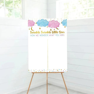 Gender Reveal Poster with Voting Stickers - Twinkle Twinkle Little Star Baby Riddle