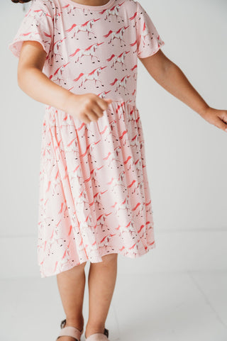 Girl's Print Bamboo Flutter Sleeve Twirl Dress with Pockets - Cake Pop Prancing Unicorn Baby & Toddler Dresses