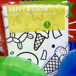 Surprise Party Coloring Tablecloth Posters Creative Crayons Workshop OPTIONS: Non-Personalized Images Only