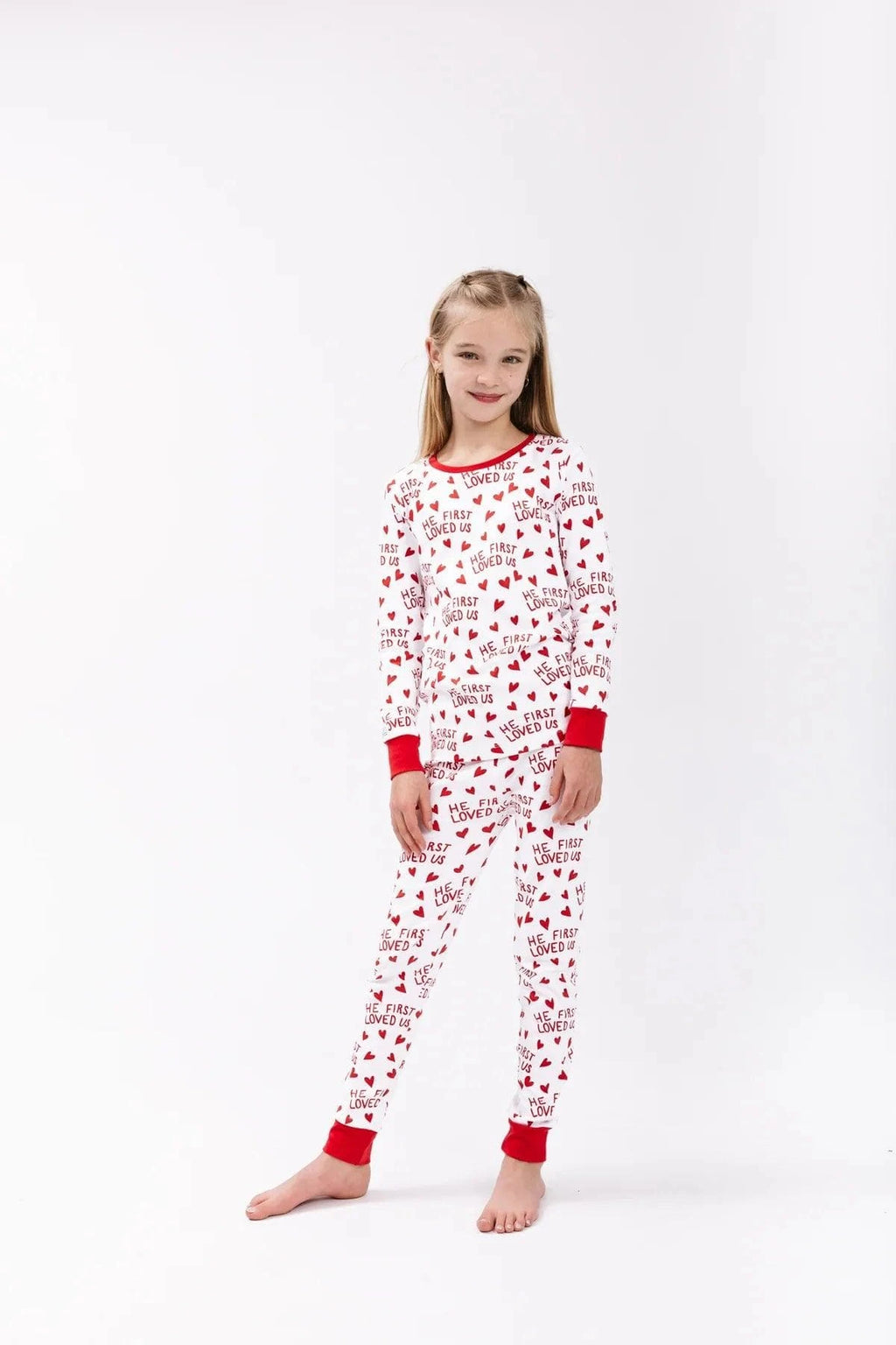 Cotton Long Sleeve Pajama Set - Red He First Loved Us | Baby Riddler