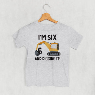 I'm 6 And Digging It Tee (Kids) POD - Apparel Ivy + Cloth Style: Youth Tee Color: Heather Size: YS