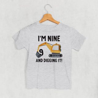 I'm 9 And Digging It Tee (Kids) POD - Apparel Ivy + Cloth Style: Youth Tee Color: Heather Size: YS