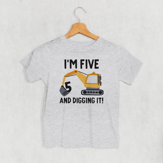 I'm 5 And Digging It (Kids) POD - Apparel Ivy + Cloth Style: Toddler Tee Color: Heather Size: 2T