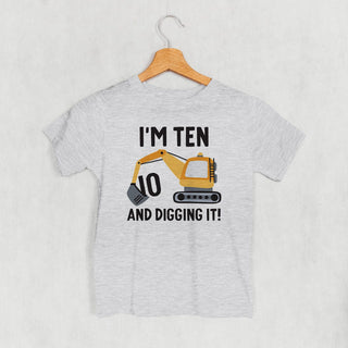 I'm 10 And Digging It Tee (Kids) POD - Apparel Ivy + Cloth Style: Youth Tee Color: Heather Size: YS