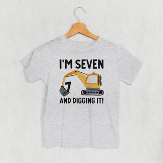 I'm 7 And Digging It Tee (Kids) POD - Apparel Ivy + Cloth Style: Youth Tee Color: Heather Size: YS