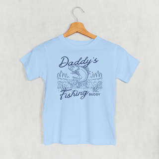 Daddy's Fishing Buddy Tee (Kids) POD - Apparel Ivy + Cloth Style: Youth Tee Color: Light Blue Size: YS