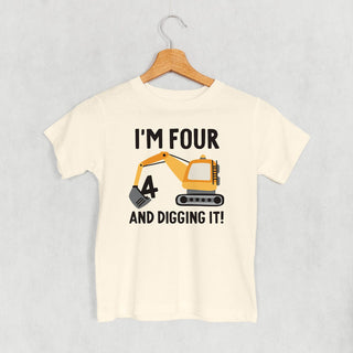 I'm 4 And Digging It Tee (Kids) POD - Apparel Ivy + Cloth Style: Toddler Tee Color: Natural Size: 2T