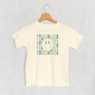 Threenager Tee (Blue + Green) (Kids) POD - Apparel Ivy + Cloth Style: Toddler Tee Color: Natural Size: 2T